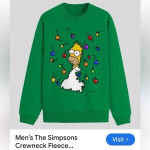 Men’s Bart Simpson size XL  Holiday sweatshirt green color measures 26 pit